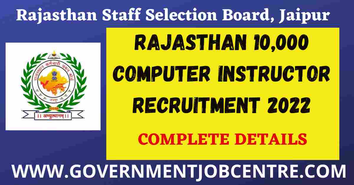 Rajasthan Computer Instructor Online Form 2022 Government Job Centre