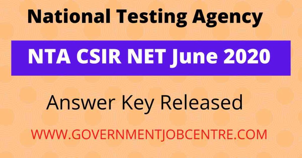 NTA CSIR NET 2020 Answer Key