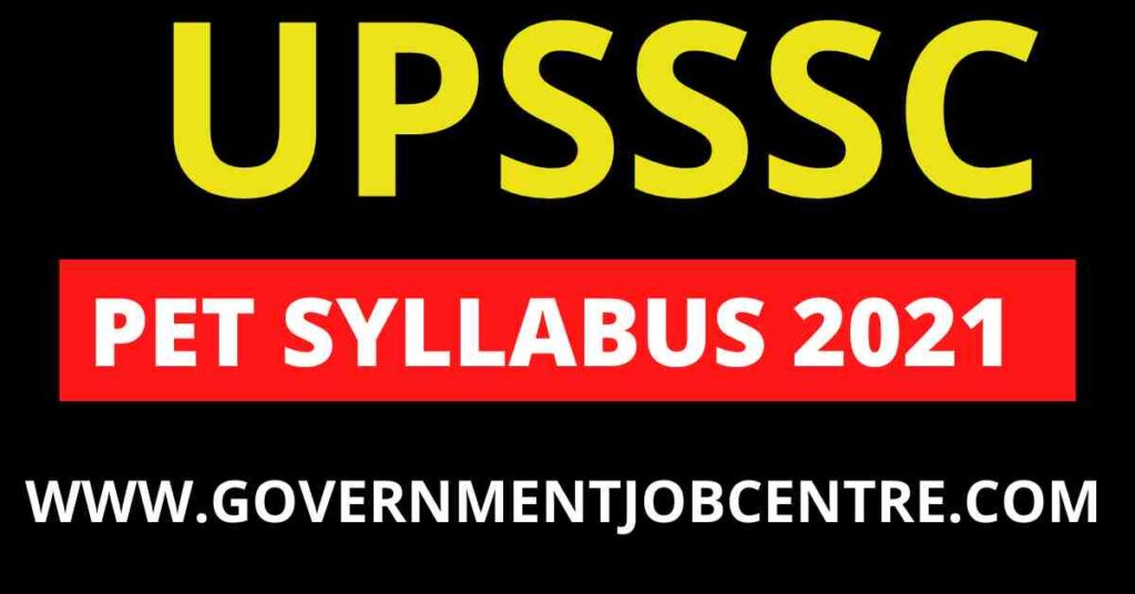 UPSSSC PET Syllabus 2021
