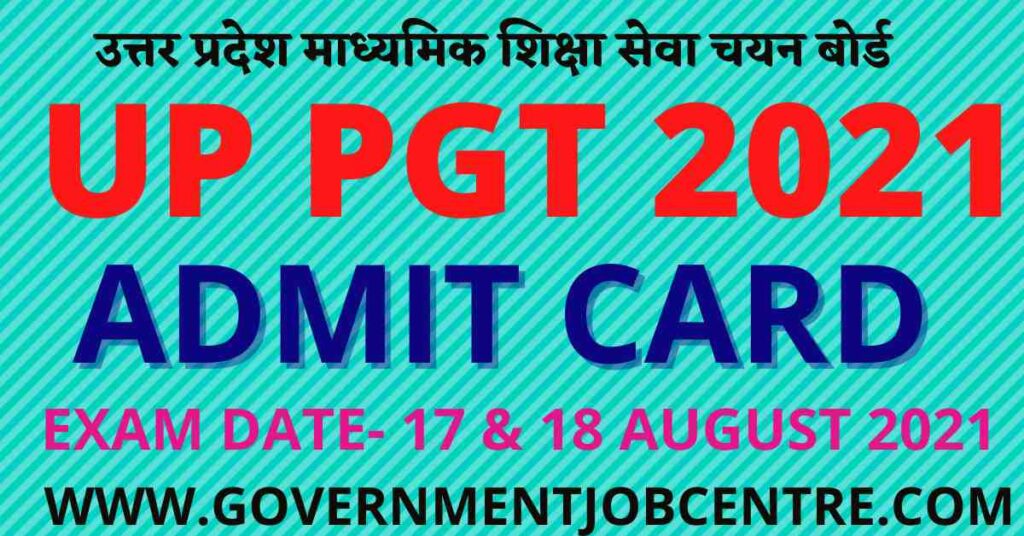 UP PGT Admit Card 2021
