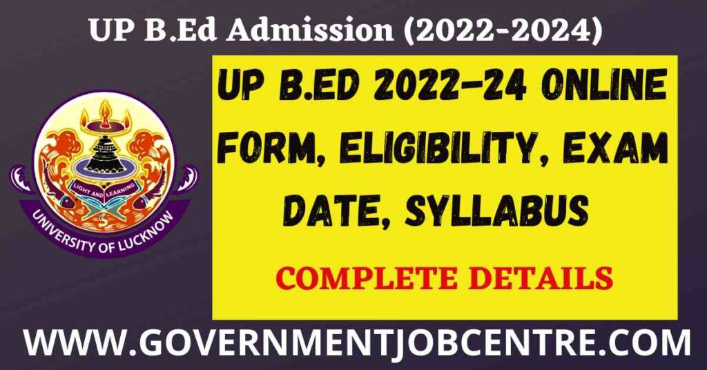 UP B.Ed JEE Online Form 2022