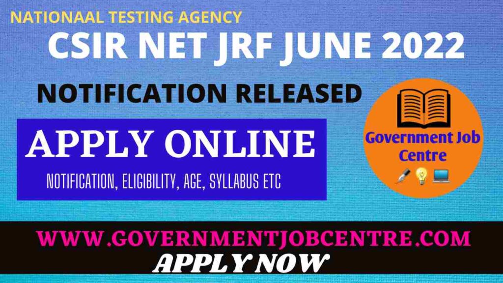 CSIR NET JRF Online Form June 2022